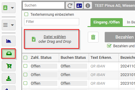 Neue Funktion, Drag and Drop für Belegupload