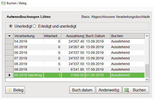 Lohnabrechnung nach Austritt - Verbuchung