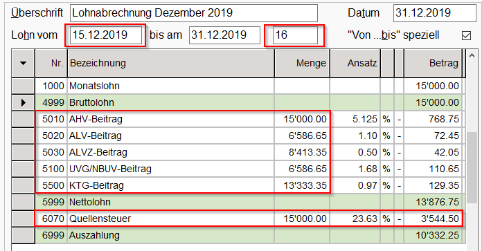 Lohnabrechnung - untermonatiger Eintritt im aktuellen Lohnverarbeitungsmonat - mit Quellensteuer pro rata