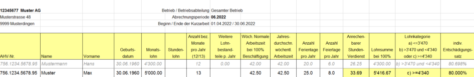 Muster - Stammdaten Mitarbeitende - Monatslohn