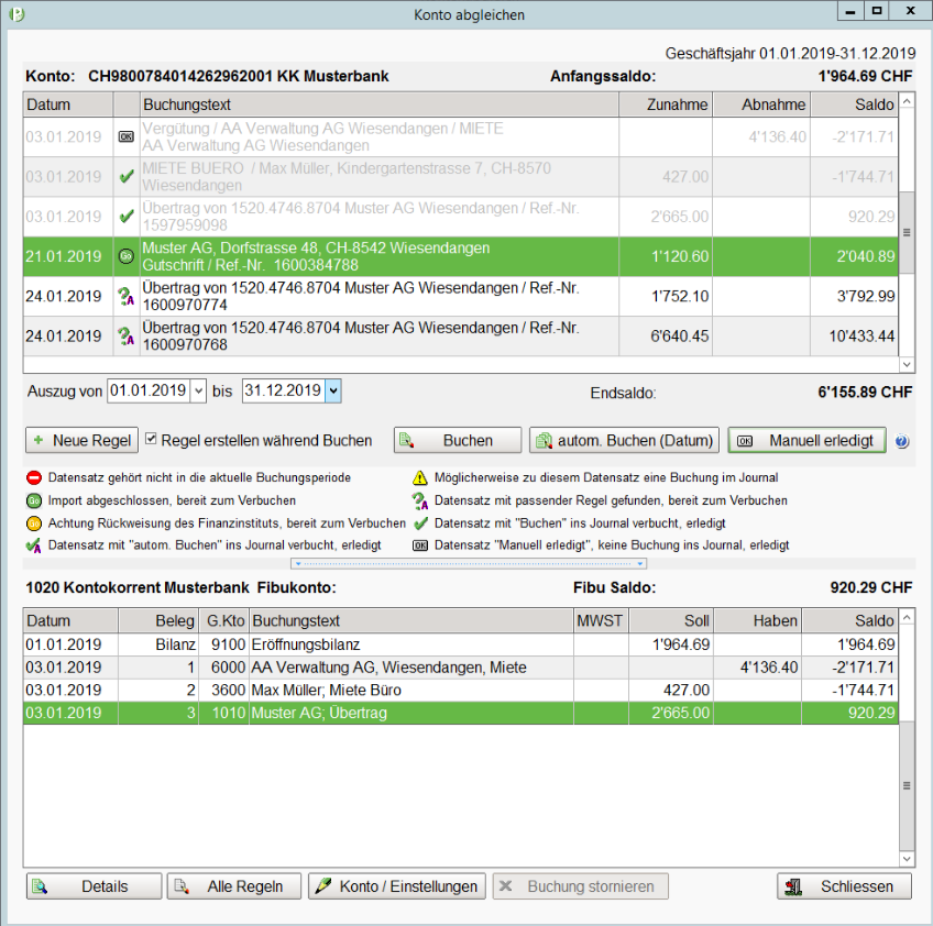 Kontenablgleich - camt.053 mit Pinus Software