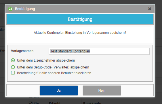 Kontenplan-Vorlage speichern