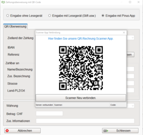 QR-Code scannen, Verbindung zu Scanner App
