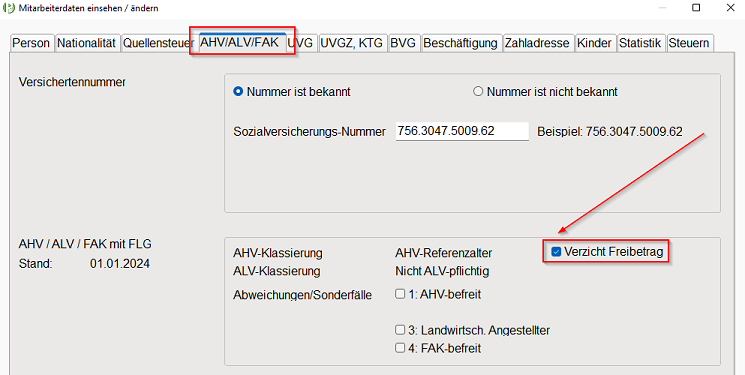 Einstellung Verzicht Freibetrag